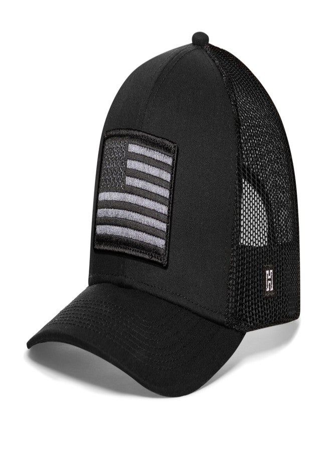HAKA American Flag Black Trucker Hat – Tactical USA Flag Mesh Snapback Cap for Men, Women & Golf, Patriotic Baseball Dad Hat - Image 2